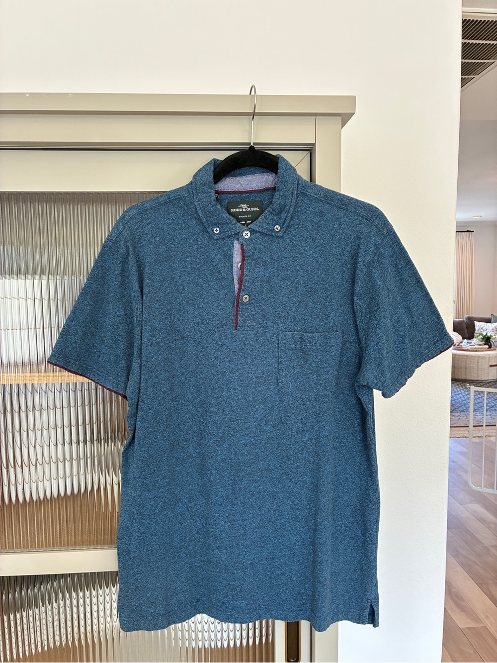 Rodd & Gunn Heathered Navy Button-Collar Polo